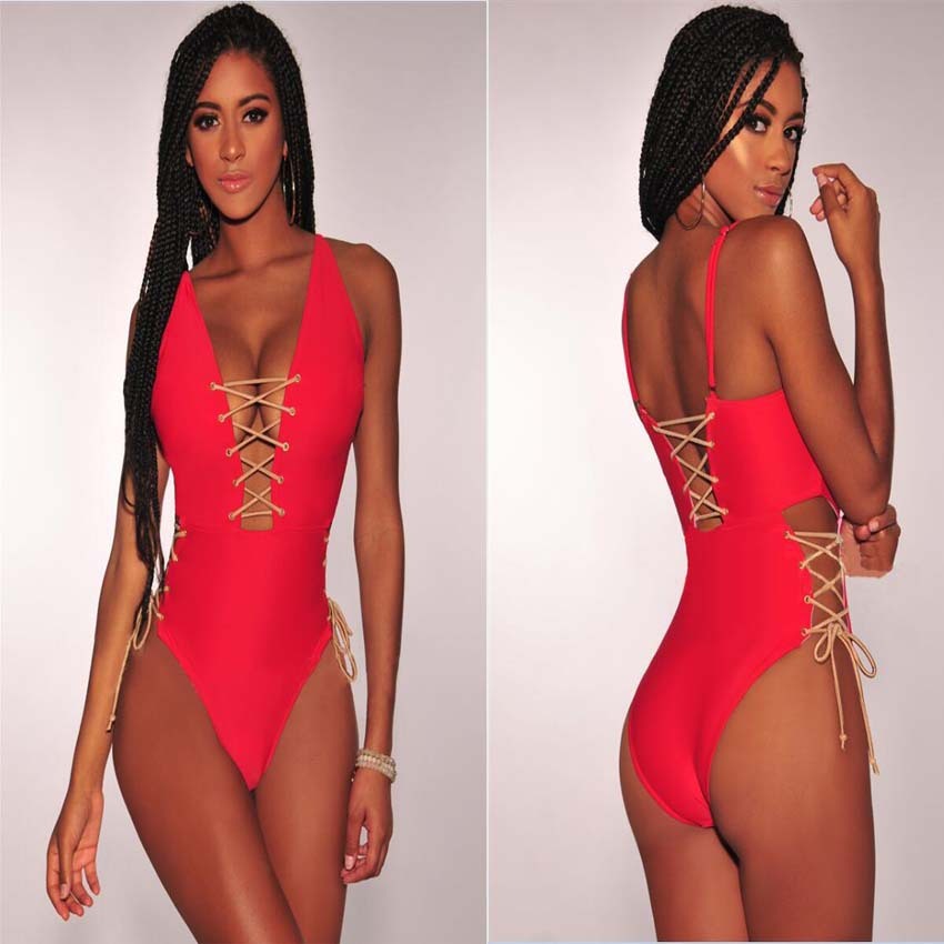 Sexy Solid Color Lace One-piece Bikini