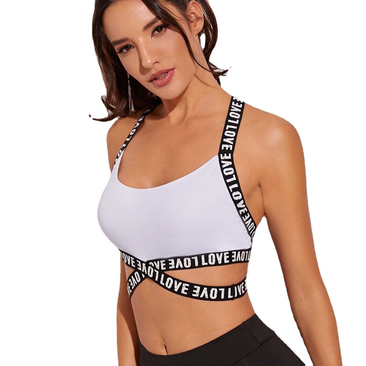 Alphabet Strap Yoga Bra Step Gathers Sports Underwear